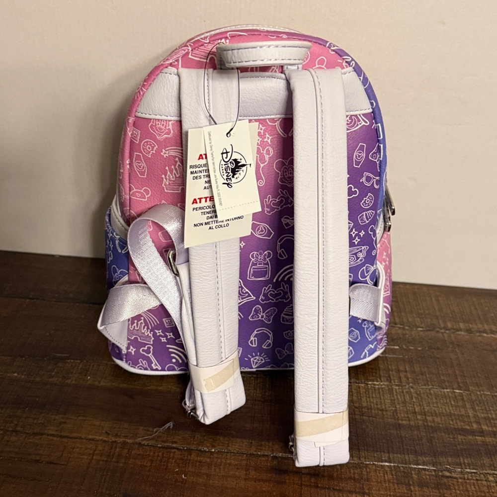 Loungefly Disney Parks Pink / Purple Ombré Mini Icons Backpack - Picture 2 of 6